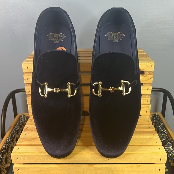 Royal Shoes Navy Blue Velvet Loafers NWT 10 - Picture 3 of 6